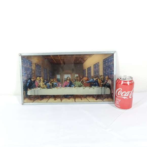 Vtg Stained Glass Art The Last Supper Leonardo Da Vinci Forest Lawn 16x9" Window - Picture 2 of 16